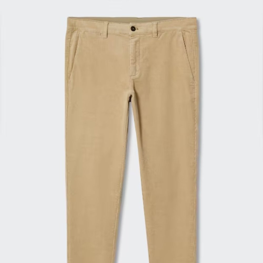 Men's Mango Tapered cropped Corduroy pants Size 30 Dark Green